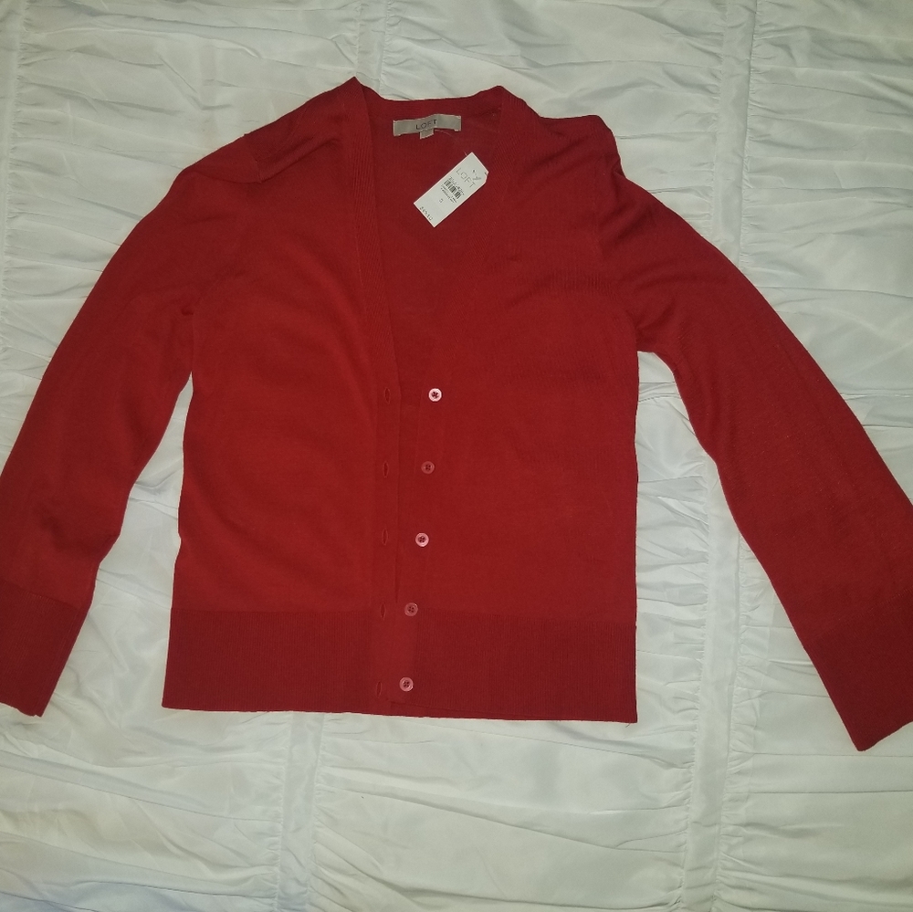 🆕️ Loft | Red Bell Sleeve Cardigan - Picture 2 of 3